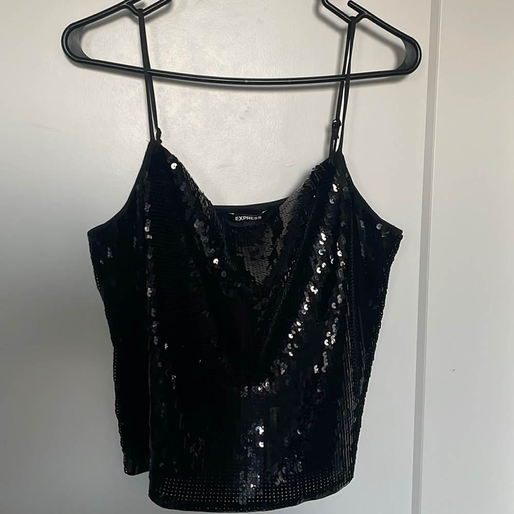 Express Sequin Halter Top Size Medium - image 1